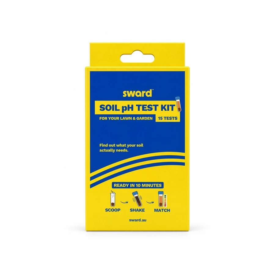 The Sward Soil pH Test Kit box, front on, on a white studio ground.