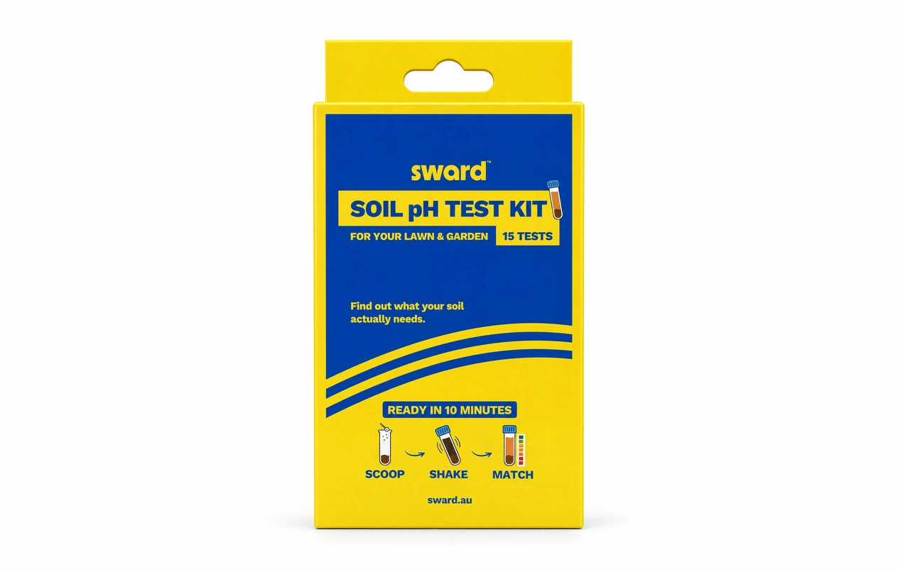 The Sward Soil pH Test Kit box, front on, on a white studio ground.